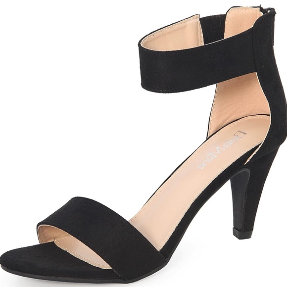 BELLA MARIE Elysa Open Toe Ankle Strappy Heels Black Suede Size 8.5 - Picture 2 of 15